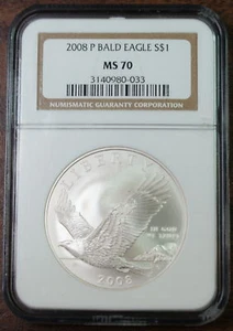 2008 United States Bald Eagle Commemorative Silver Dollar Coin NGC MS-70 - Picture 1 of 2