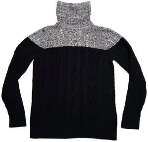 Croft & Barrow SzM Colorblock Cable-knit Turtleneck Sweater Marbled Grey/Black - Imagen 1 de 5