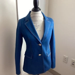 Tahari Jean Blazer Jacket Wash Blue Denim, Sz 4, $345 - Picture 1 of 11