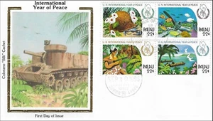 Tank International Year of Peace Palau Koror Nature BLK Colorano Silk FDC 1986 - Picture 1 of 1