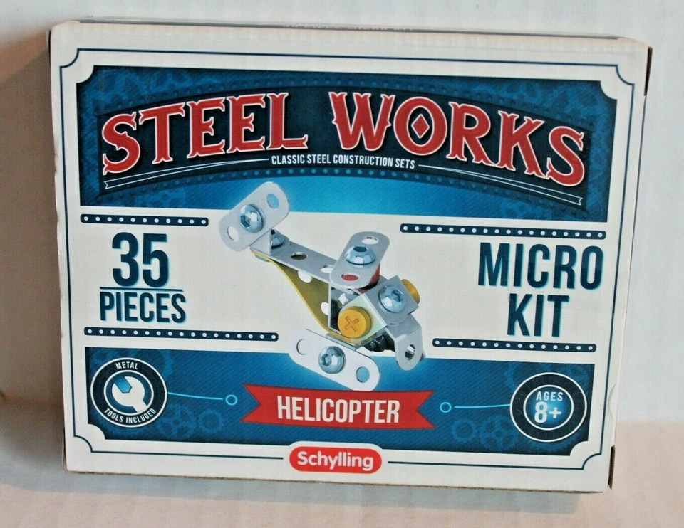 Schylling Steel Works Helicopter Micro Kit Construction Set Toy Ages 8+ NEW - Image 1 of 1