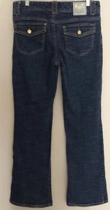 Michael Kors Dark Wash Denim Jeans Womens Size 6 Gold Buttons - Picture 1 of 7