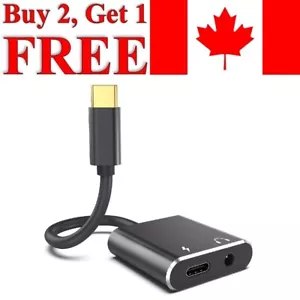 USB Type C to 3.5mm Aux + Type C Adapter Headphone Jack Splitter Audio Charging - Picture 1 of 6
