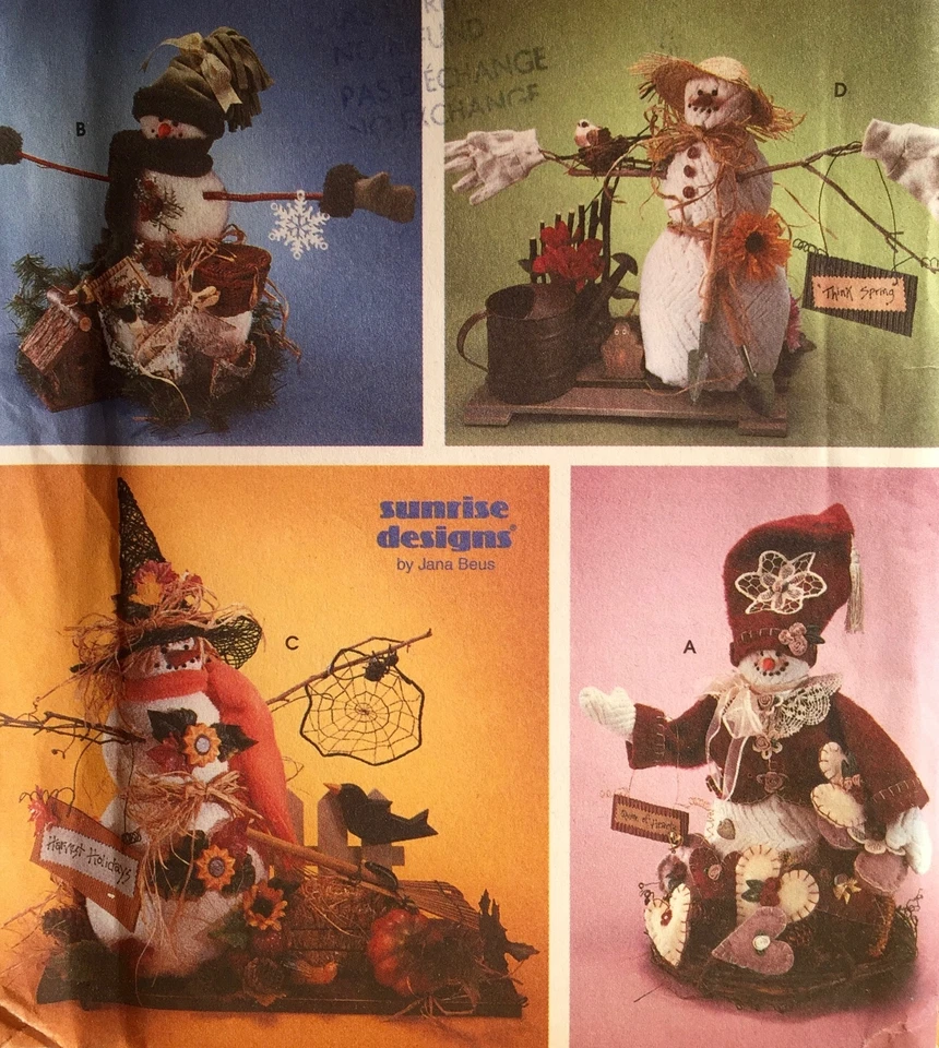 1998 'SIMPLICITY' CRAFT 16" SNOW MEN & WOMEN SEWING PATTERN 8469 - Image 1 of 1