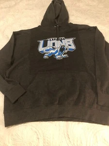 DETROIT LIONS Screen Printed Hoodies Unisex Long Sleeves Dark Gray w/Pocket 2XL - Picture 1 of 10