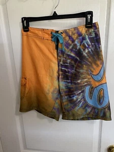 Nike 6.0 Board Shorts Boys Youth Sz 10 Swim Trunks Orange Vibrant Tie Dye - Picture 1 of 5