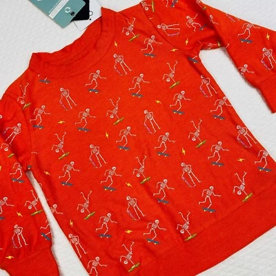 NUEVO CON ETIQUETAS Niños CHASER Cómodo Pullover Rojo Naranja Skelton Camisa Top Talla 4 Monopatín Foto 1 de 4