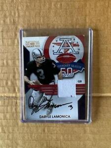 Daryle Lamonica Game Worn Raiders signed National Treasures Jersey Card AFL 50th