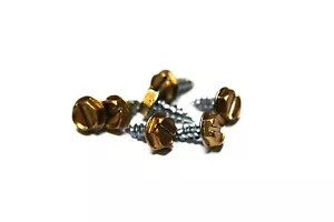 (100) Tornillos de metal de cabeza hexagonal ranurada de 6 x 3/8 (penique de cobre) - Imagen 1 de 1