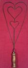 Vintage/Antique Primitive Triple-Heart Twisted Wire Rug Beater w/Wooden Handle
