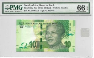 South Africa 2012 10 Rand Nelson Mandela P133a PMG66 EPQ - Picture 1 of 4