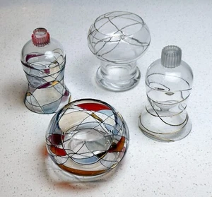 PartyLite Iridescent Swirl Glass Hurricane Candle Shades – Set of 2 - Picture 1 of 4