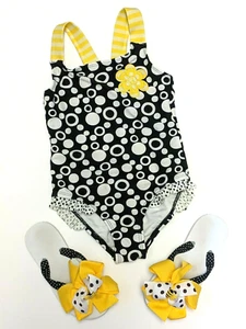 Girl's (5) Angel Beach Swimsuit w/ Matching Flip Flops Lightly Used - Picture 1 of 9