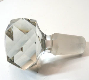 Tapón de jarra de vidrio de corte de cristal pesado transparente vintage - Imagen 1 de 7