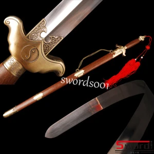 Unsharpened Chinese Taiji sword Stainless steel Soft blade Rosewood handle saya - Picture 1 of 12