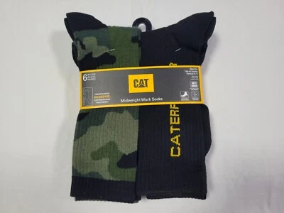 Caterpillar мужской экипажа носки средний вес загрузки валик камуфляж 6 упаковка обуви размер 8-12 - Изображение 1 из 4