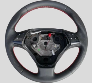 Steering Wheel Cover with Leather for Fiat Grande Punto manufactured 2005-2012 Red Stitching - Picture 1 of 3