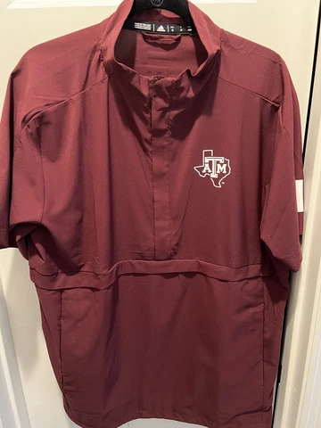 MENS ADIDAS TEXAS A&M AGGIES COACHES HOT JACKET 1/4 ZIP SZ MEDIUM Cover