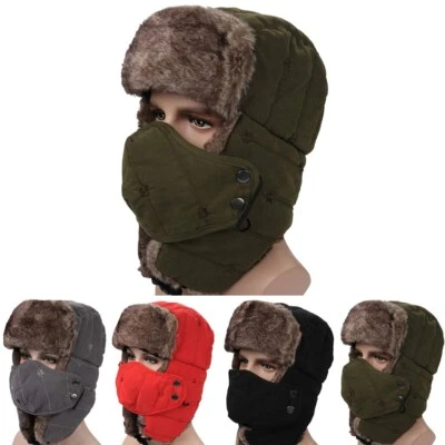 Winter Cold Weather Ushanka Russian Ski Hunting Hat with Earflaps Windproof Mask - Image 1 of 4