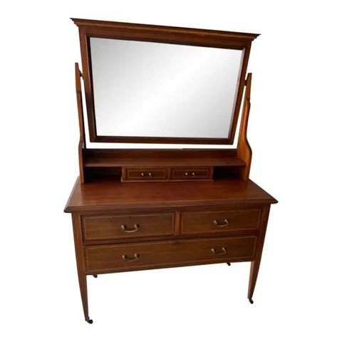 19th Century English Vanity Table with Mirror Cover