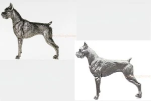 Boxer Dog Pet Grillie Auto Truck Car Grille Ornament Antiqued Nickel Or Pewter - Picture 1 of 10