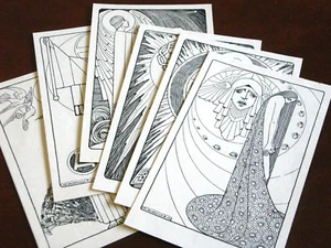 ORIGINAL SET OF SIX SPEYBROUCK SIGNED ART DECO POSTCARDS. - Picture 1 of 5