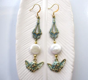 Handmade Angels / Cherubs Gold Tone Charm Earrings, Free US Shipping! - Picture 1 of 25