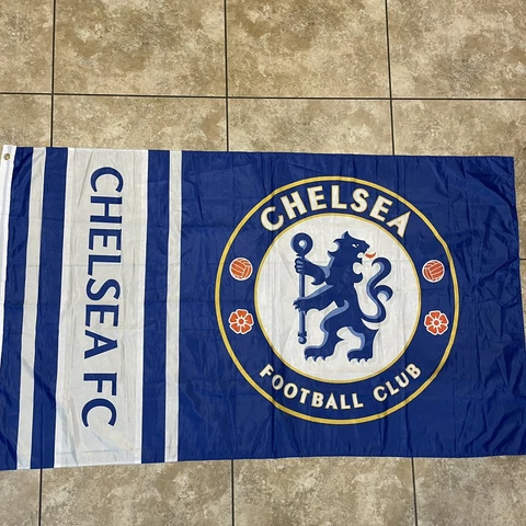 Chelsea Football Club Flag Large FC Soccer Banner With Crest Big Striped 5ftx3ft Cover