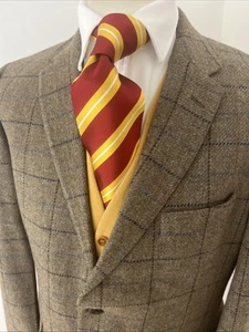 M&S Luxury Tweed Windowpane Check Sports Jacket Blazer 100% Wool Size 42” M - Picture 1 of 13