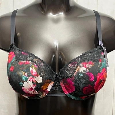 Cacique 40D Boost Balconette Push Up Padded Floral Underwire Bra NWT - Image 1 of 4