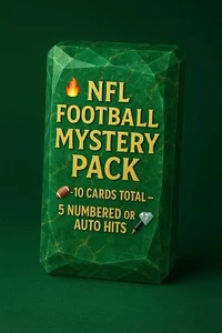 🔥 NFL Football Mystery Pack 🏈 - 10 Cards Total | 5 Numbered or Auto Hits ✍️💎 - Picture 1 of 9