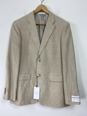 John W. NORDSTROM Mens Blazer Sport Coat Jacket Sz 40R Two Button Linen Natural - Image 1 of 4