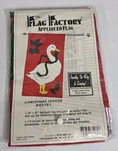 The Flag Factory Christmas Goose 28"×40" Double Sided Nylon Flag Appliqued - Picture 1 of 4
