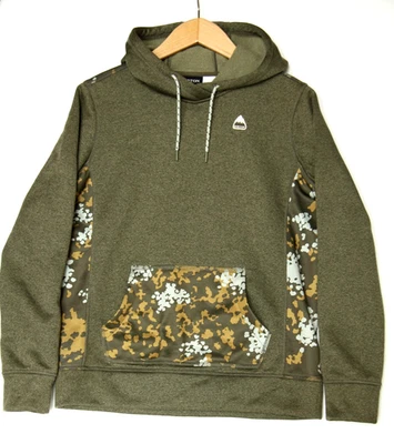 Burton Technical Fleece Camo Hoodie Woman's M Pull Over Oak Olive Green EUC - Image 1 of 4