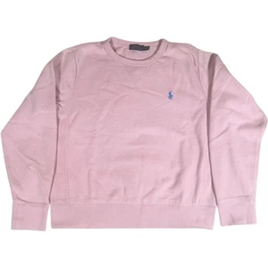 Ralph Lauren Jumper Women’s L Pink Crew Neck Sweater Cotton Blend Logo Pullover - Picture 1 of 12