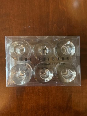 Juego de 6 mini candelabros cónicos de vidrio transparente Pottery Barn sin usar, en caja Foto 1 de 2