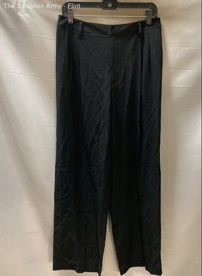Pantalones de vestir Linda Allard Ellen Tracy para mujer negros plisados delanteros pierna ancha talla 12 Foto 1 de 4
