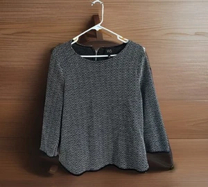 W5 Damen Top Gr. L schwarz-weiß ZickZack gepunktet hinten Reißverschluss Arbeit - Bild 1 von 3