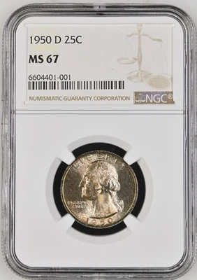 1950 D Washington Quarter NGC MS67 - Image 1 of 2