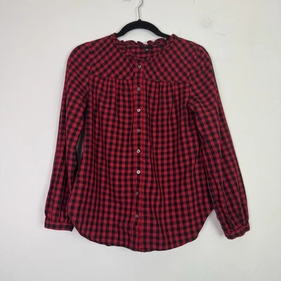Blusa Talbots Detalle Femenino Algodón Espiga Roja Cuadros Abotonada Talla XS Foto 1 de 4