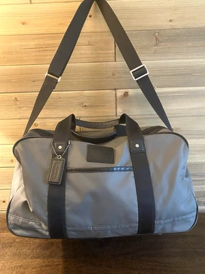 Coach 2WAY Boston Bag F70504 Grey Black Nylon Leather Travel Bag Gym Bag - Image 1 of 4