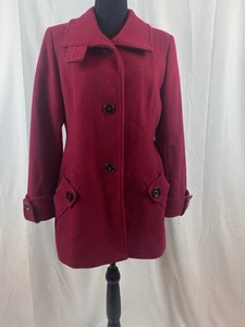 Vintage 2014 Wool Blend George Simonton Studio Women’s Red Peacoat Size 4P - Picture 1 of 9