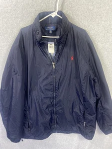 Polo Ralph Lauren Jacket Mens XLT Navy Windbreaker Hidden Hoodie - Picture 1 of 10