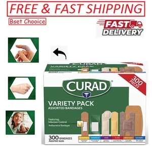 CURAD Assorted Bandages Variety Pack,300 Count,6 Styles Including Antibacterial. - Picture 1 of 6