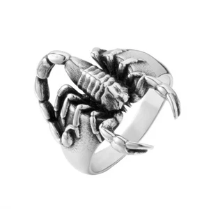 Men's Vintage Domineering Scorpion Ring Stainless Steel Biker Punk Hip Hop Ring - Picture 1 of 3