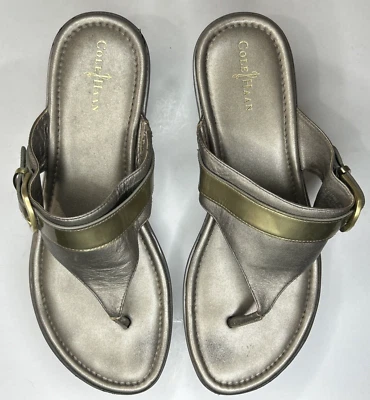Sandalias de cuña Cole Haan Air Maddy Tant para mujer doradas champán talla 9B Foto 1 de 4