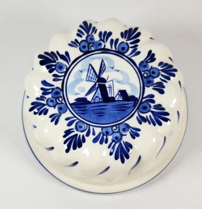 VTG Delft Blue Wall Hanging Hand Painted Holland Windmill Bundt Kitchen Decor - Picture 1 of 9
