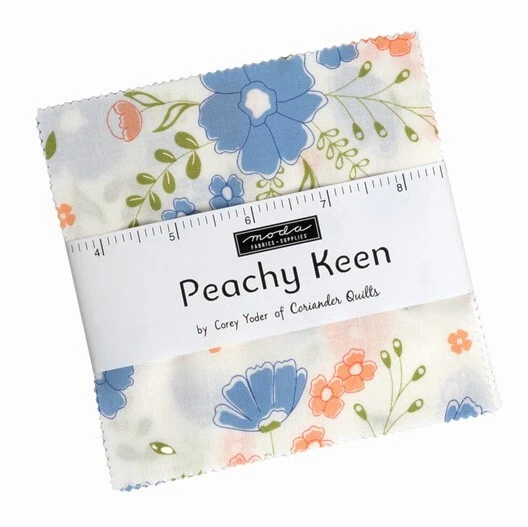 Charm Pack "Peachy Keen" Blumen Pastell Patchwork Stoff Moda, 42 Scraps à 12,7cm - Bild 1 von 3