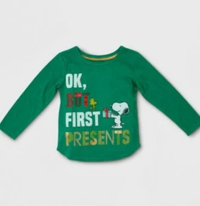 Neu mit Etikett Mädchen Größe 18M Peanuts Snoopy Langarm Weihnachten T-Shirt - Bild 1 von 2