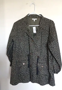 Maurices L Green Leopard Animal Print Drawcord Waist Cargo Anorak Jacket NEW - Picture 1 of 3